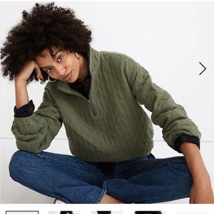 Madewell Diamond Jacquard Half Zip Pullover Top